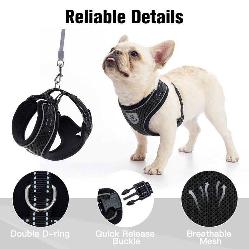 PUPTECK Cat Harness and Retractable Leash Set - Escape Proof Reflective Mesh Walking Vest with Adjustable 16.5ft Leash for Cats Puppies Small Dog Black - PawsPlanet Australia