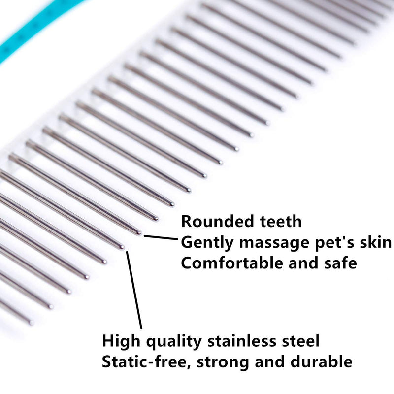 Piepea Pet Comb, Stainless Steel Teeth Comb for Dogs & Cats, Pet Hair Comb for Home Grooming Kit, Removes Knots, Mats and Tangles, 7 1/4" - PawsPlanet Australia