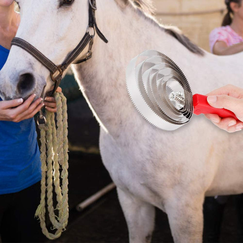 Joyzan Curry Comb, Reversible Stainless Steel Horse Brush Livestock Shedding Comb with Soft Touch Grip Deshedding Tool for Horse - PawsPlanet Australia