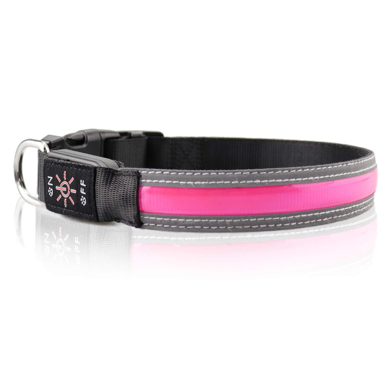 PetIsay Ultimate LED Dog Collar - USB Rechargeable & Water Resistant - Reflective Light up Dog Collar Flashing Light - Adding Safety to Night-time Walks - 3 Colours, 3 Sizes(Cotton Candy Pink, Small) S (Pack of 1) Cotton Candy Pink - PawsPlanet Australia