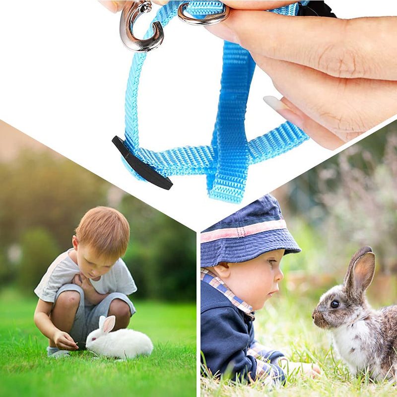 Gobesty Rabbit Harness with Leash, 2 Pieces Adjustable Rabbit Harness, Elastic Walking Harness Set for Small Animals, Adjustable Soft Breathable Walking Harness Set (Blue Pink) - PawsPlanet Australia