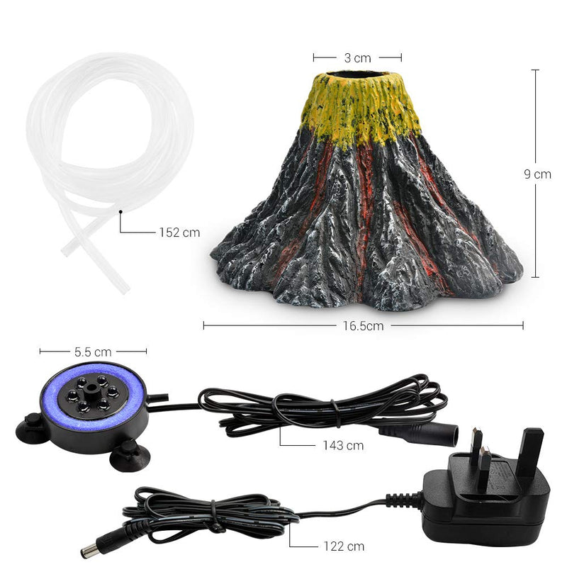 NICREW Aquarium Volcano Ornament Kit, Air Bubbler Decorations for Fish Tank, Aquarium Air Bubbler with LED Light - PawsPlanet Australia