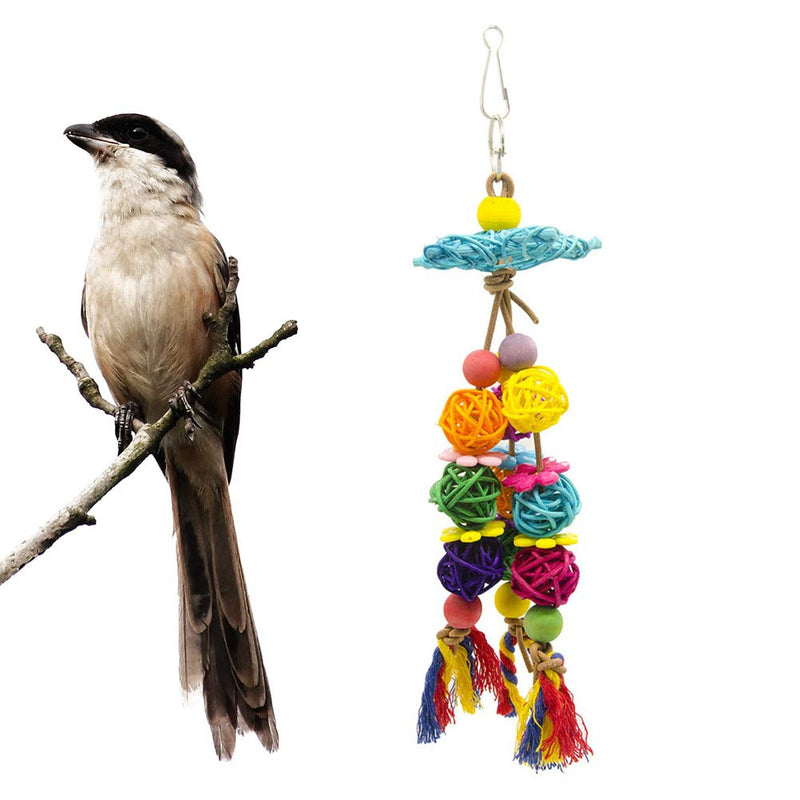 UKCOCO Colorful Bird Parrot Hanging Swing Rattan Balls Toy, Pet Bird Parrot African Greys Budgies Parakeet Cockatiels Cockatoo Conure Macaw Lovebird Cage Ornament Chew Toy - PawsPlanet Australia