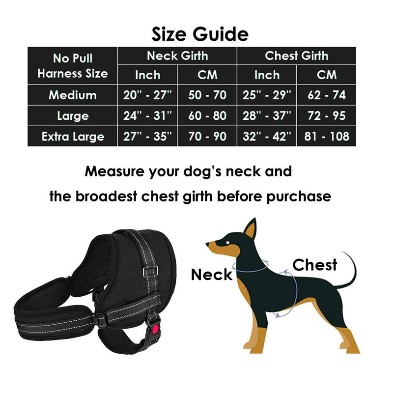 Nasjac No Pull Harness, Dog Vest Harness with Handle Breathable Padded Reflective Front and Back Leash Connectors Adjustable Protectctive Two D Ring Pet Harness for Medium Large Dog Training Walking XL Black - PawsPlanet Australia