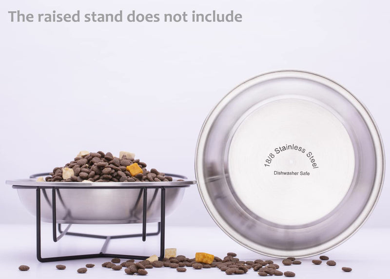 BiteKing Stainless Steel Cat Bowls, Whisker Fatigue Relief Cat Food Dish, Metal Shallow Wide Large Replacement Plate for Dog and Pet, Ideal for Raised Elevated Pet Feeding Station Stand 2 Pack 1¼ Cup/10 oz ea. - PawsPlanet Australia