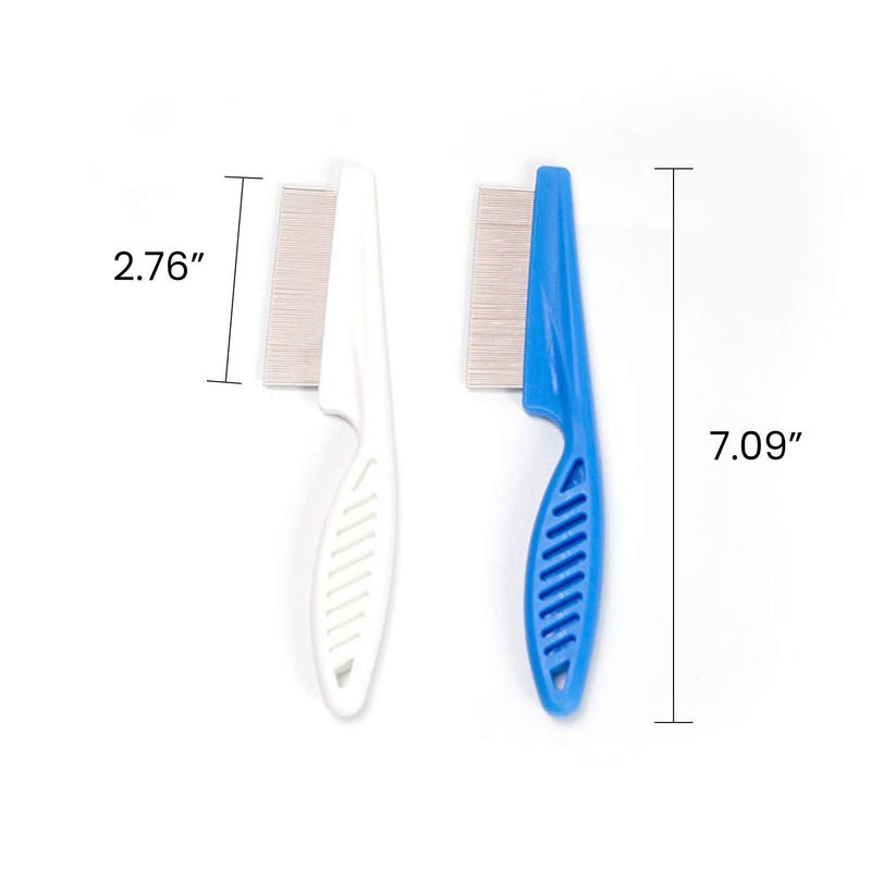 Pet Comb Dog and Cat Stainless Steel Grooming Comb (Blue+White) Blue+White - PawsPlanet Australia