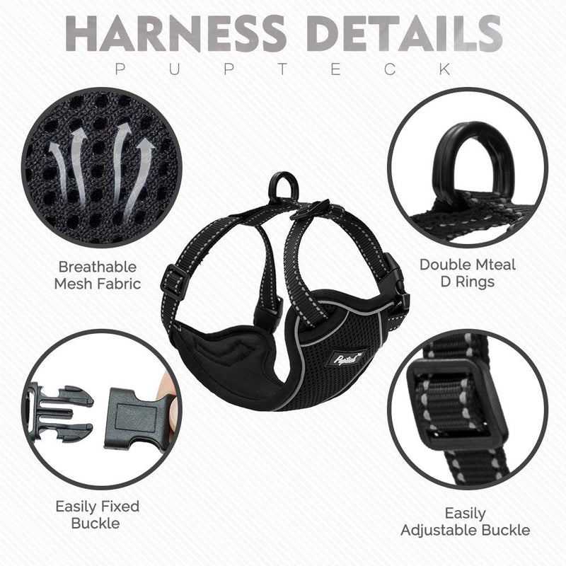 Reflective Cat Harness and Leash Set - Breathable Mesh Vest Harness for Small Medium Cats, Escape Proof Kitty Harness for Training Outdoor Walking Black - PawsPlanet Australia