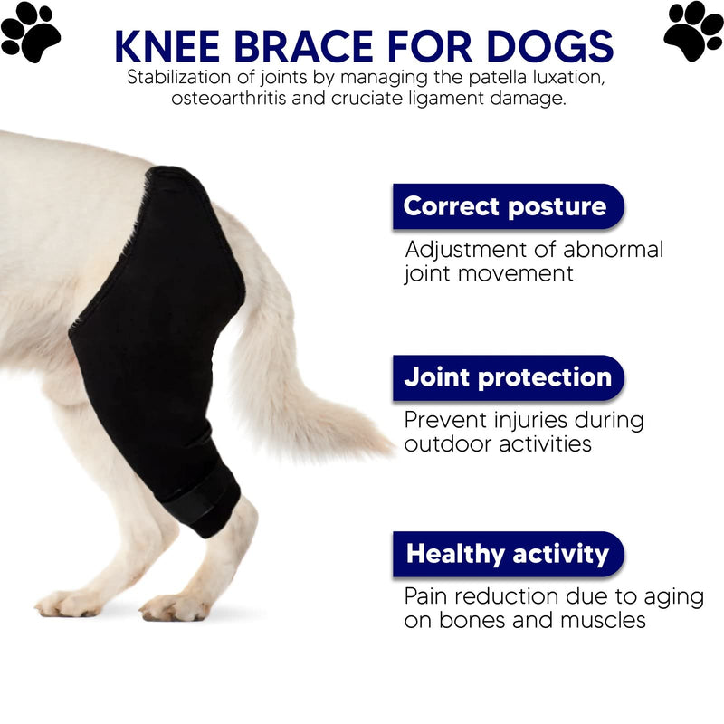 Dog Knee Brace, For ACL, CCL, Arthritis, Knee Dislocation, Reduces pain, Keeps Joints Warm, Extra support (Right) Right - PawsPlanet Australia