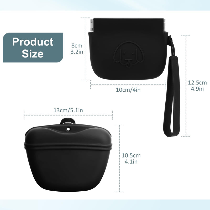 WALLFID Silicone Dog Treat Pouch,Auto Closure,Convenient Magnetic Buckle Closing and Waist Clip,with Pet Training Clicker,Walking Bag for Dog and Cat,Easy to Clean,Odorless - PawsPlanet Australia