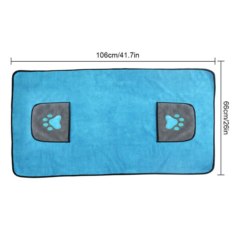 Zellar Pet Drying Towel, Dog Blanket, Microfibre Dog Bathrobe Puppy Cat Absorbent Quick Drying Towel Super Soft Bath Towel for Pet Dog Cat (blue + gray) Blue - PawsPlanet Australia