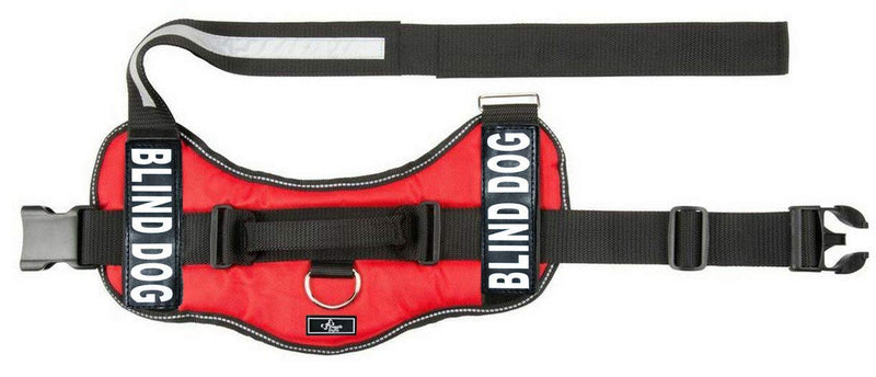 [Australia] - Blind Dog Nylon Dog Vest Harness. Purchase Comes with 2 Reflective Blind Dog Removable pathces. Please Measure Your Dog Before Ordering Girth 14-18" Red 