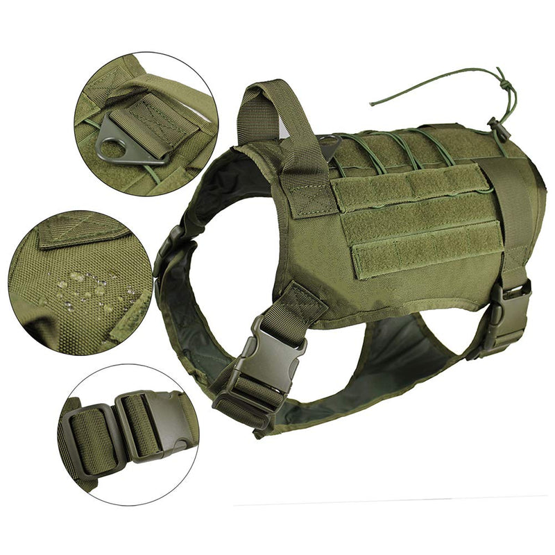 [Australia] - zuoxiangru Tactical Service Dog K9 Working Dog Vest Outdoor Training Hunting Water-Resistant Military Patrol Dog Harness with Handle Large Army Green 