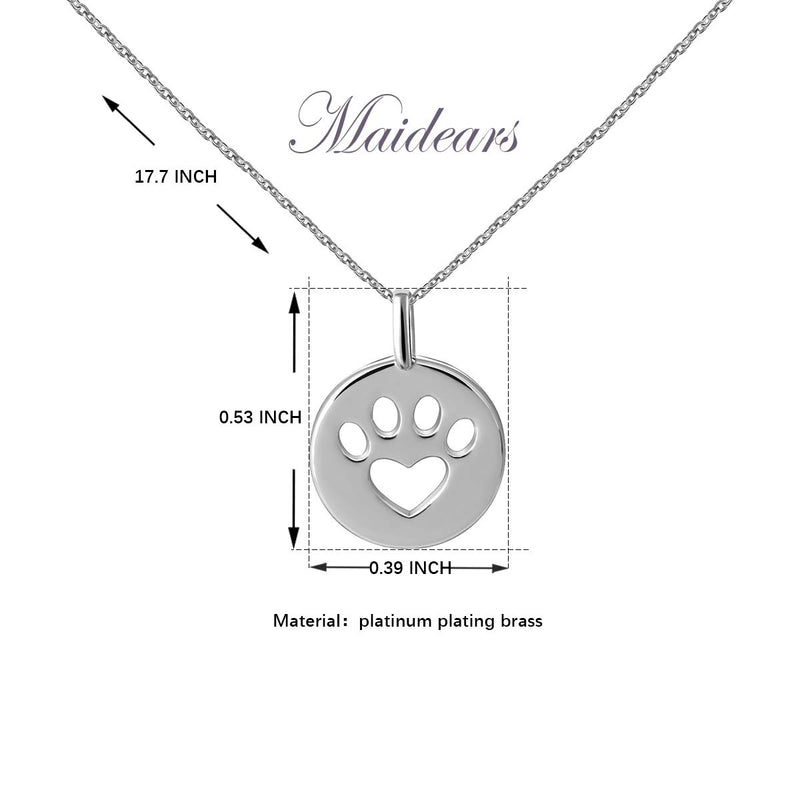 MAIDEARS Dog Paw Print Jewelry for Women - 925 Sliver Dog Paw Necklace/Love Heart Dog Paw Print Necklace/Crystal Print Dog Paw Necklace for Women Puppy Dog Cat Pet Paw Print Jewelry Gift - PawsPlanet Australia