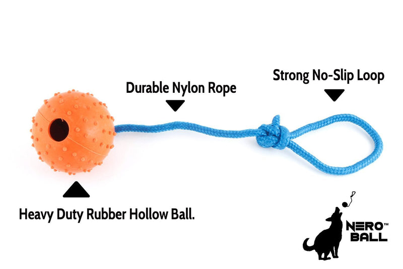 The Nero Ball Classic TM - K-9 Ball On a Rope Reward and Exercise Toy - Police K-9 - Schutzhund Orange - PawsPlanet Australia