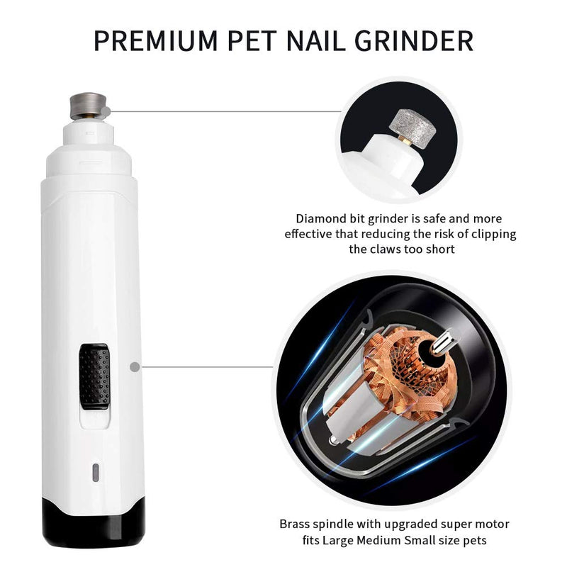 Professional Dog Nail Grinders, Electric Pet Nail File, Rechargeable and Portable Nails Trimmer Clipper, Low Noise 2 Speeds Fast Grinding for Large Medium Small Dogs Claw Care (3 Ports, USB Wire) - PawsPlanet Australia