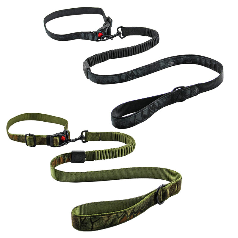 2 Pieces Dog Collar and Leash Set Adjustable Dog Collars with Safety Locking Buckle, 4 FT Heavy Duty Matching Slip Lead Dog Leash with Soft Neoprene Padded for Puppy Small Medium Large Dogs Walking Army Green and Black - PawsPlanet Australia