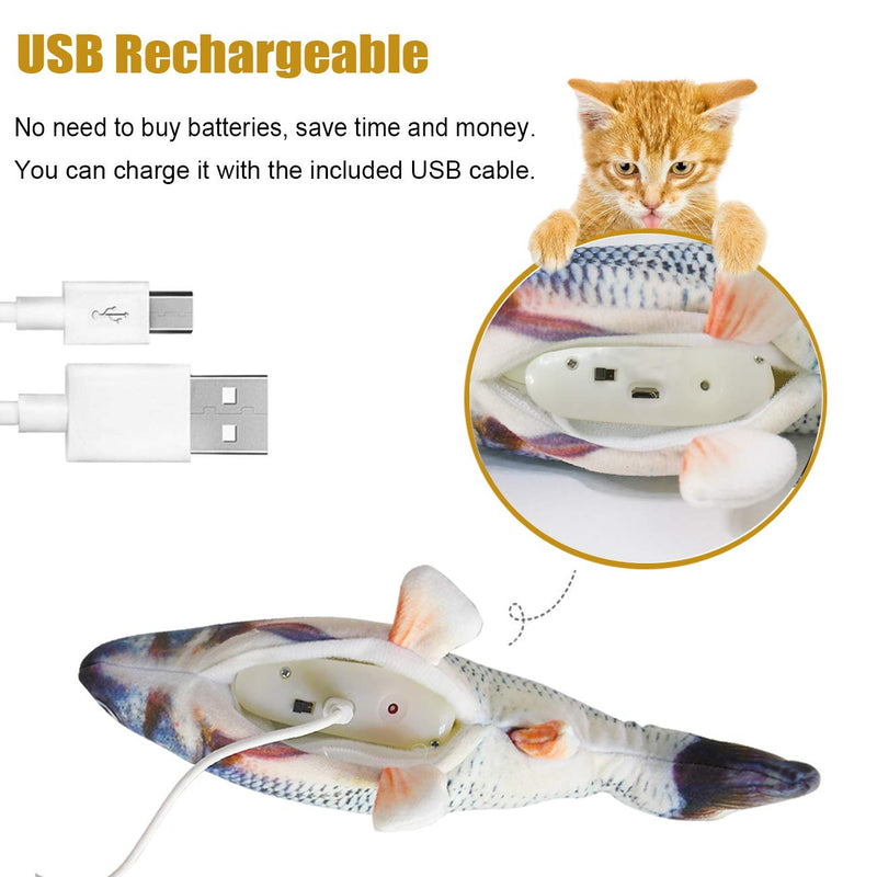 Senneny Electric Moving Fish Cat Toy, Realistic Plush Simulation Electric Wagging Fish Catnip Kicker Toys, Funny Interactive Pets Pillow Chew Bite Kick Supplies for Cat Kitten Kitty 9 Inch - PawsPlanet Australia