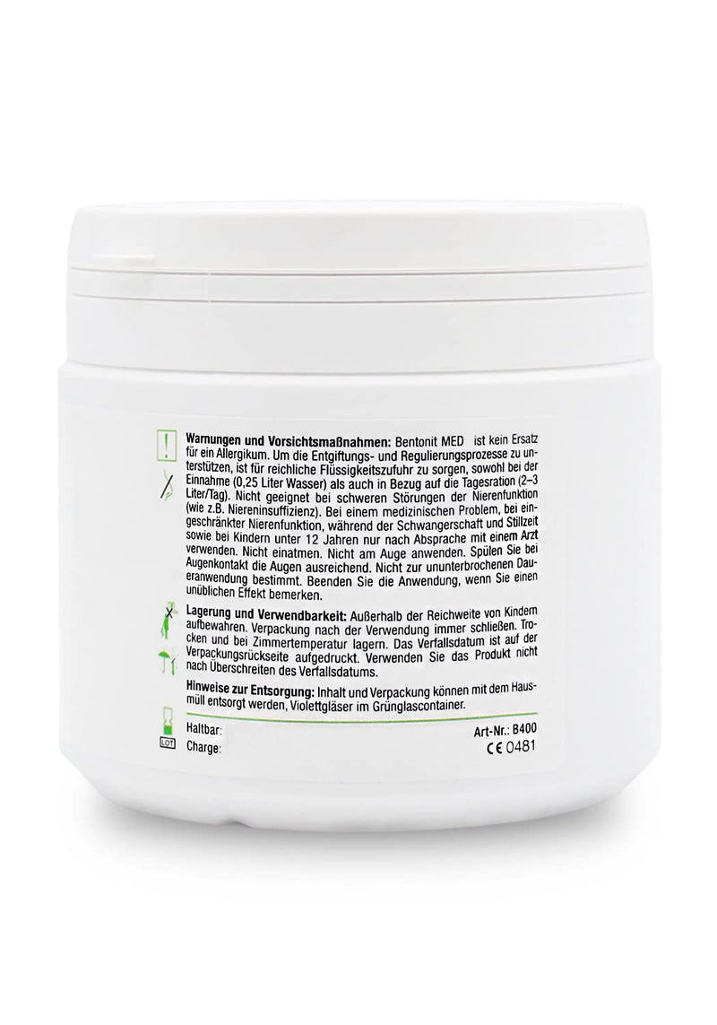 Bentonite MED powder 400g, 100% bentonite-montmorillonite to bind pollutants, laboratory analysis for each batch, safe natural product, volcanic minerals, recommended by experts - PawsPlanet Australia