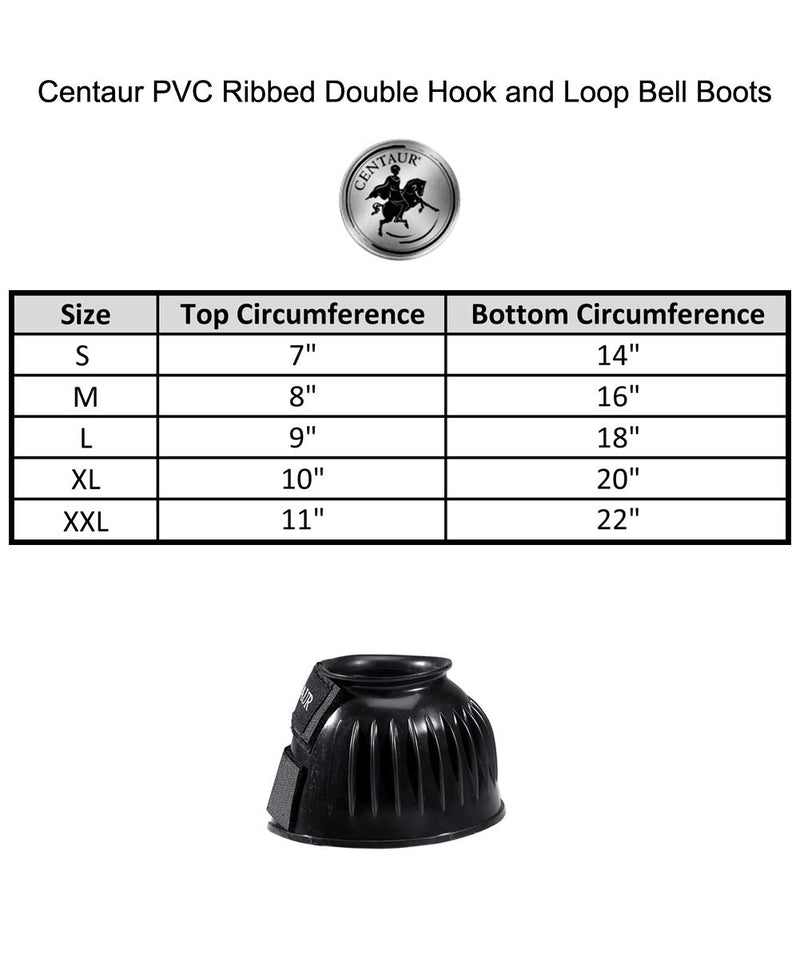 Centaur PVC Ribbed Double Hook and Loop Bell Boots, Black, Large - PawsPlanet Australia