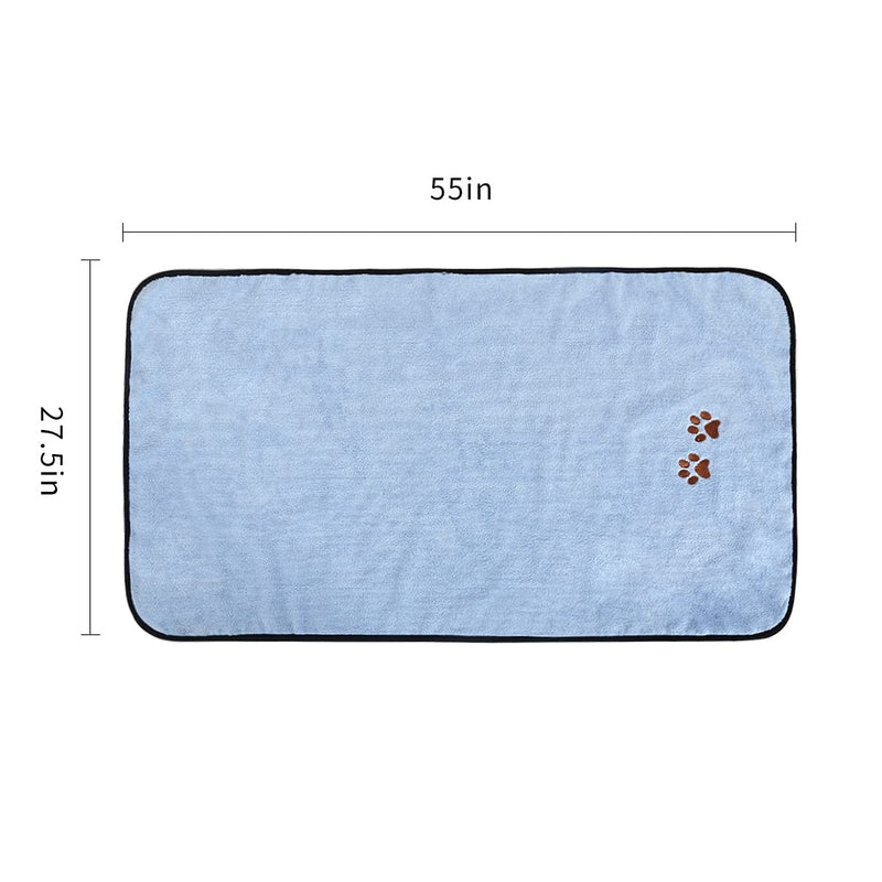 Wipela Pet Dog Cat Microfiber Drying Towel Ultra Absorbent Great for Bathing and Grooming Blue 27.5" x 55" - PawsPlanet Australia