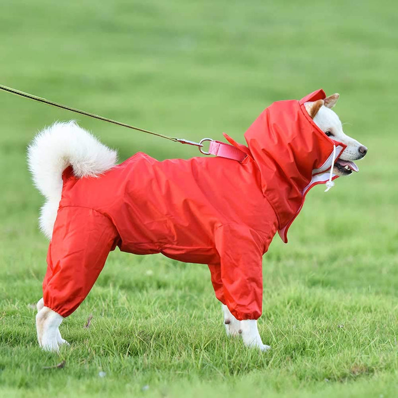 [Australia] - Dog Raincoat Pet Waterproof Rain Jacket with Hood Breathable Lightweight Dog Rain Poncho for Small Medium Large Dogs 12(Chest 16.5", Neck 12.6") Red 