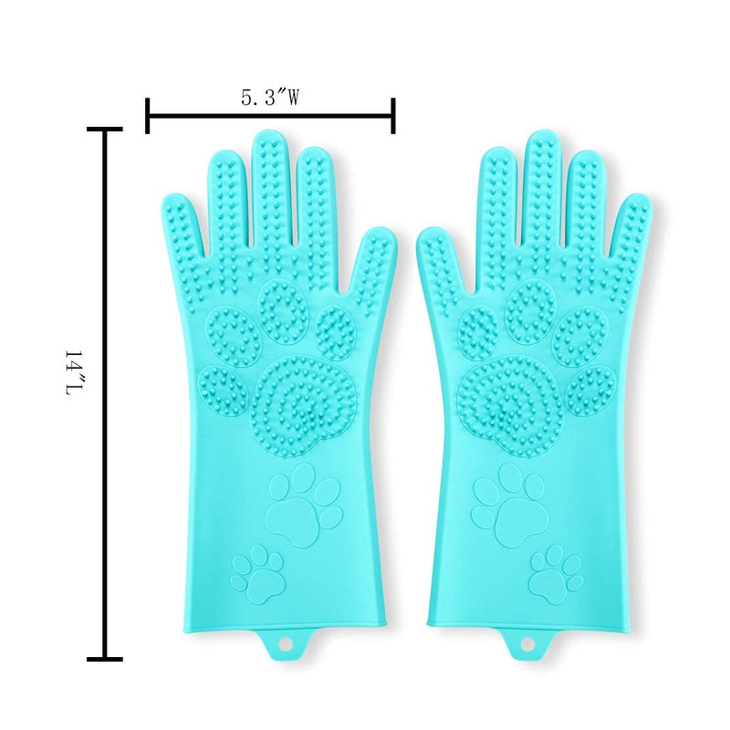 Srtood Pet Grooming Magic Gloves, Dog Cat Bathing Shampoo Brush, Silicone Hair Removal Gloves with Thick High Density Teeth for Bathing and Messaging, Double-Side Scrubbing Gloves for Shedding - PawsPlanet Australia