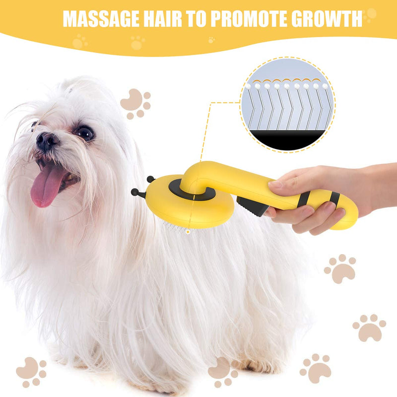 PETSTAY Cat Brush Deshedding Brush for Shedding and Grooming, Self Cleaning Slicker Brush for Pet Massage, Cat Combs for Grooming Short or Long Haired Cats, Easily Removes Mats, Tangles Yellow - PawsPlanet Australia