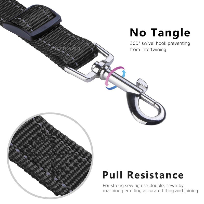 [Australia] - PETBABA Double Dog Leash Coupler, Reflective Dual Splitter Safety at Night, Adjustable No Tangle Two Split, 2 Way Lead Walk Two Pet in 1 1.6ft Black 