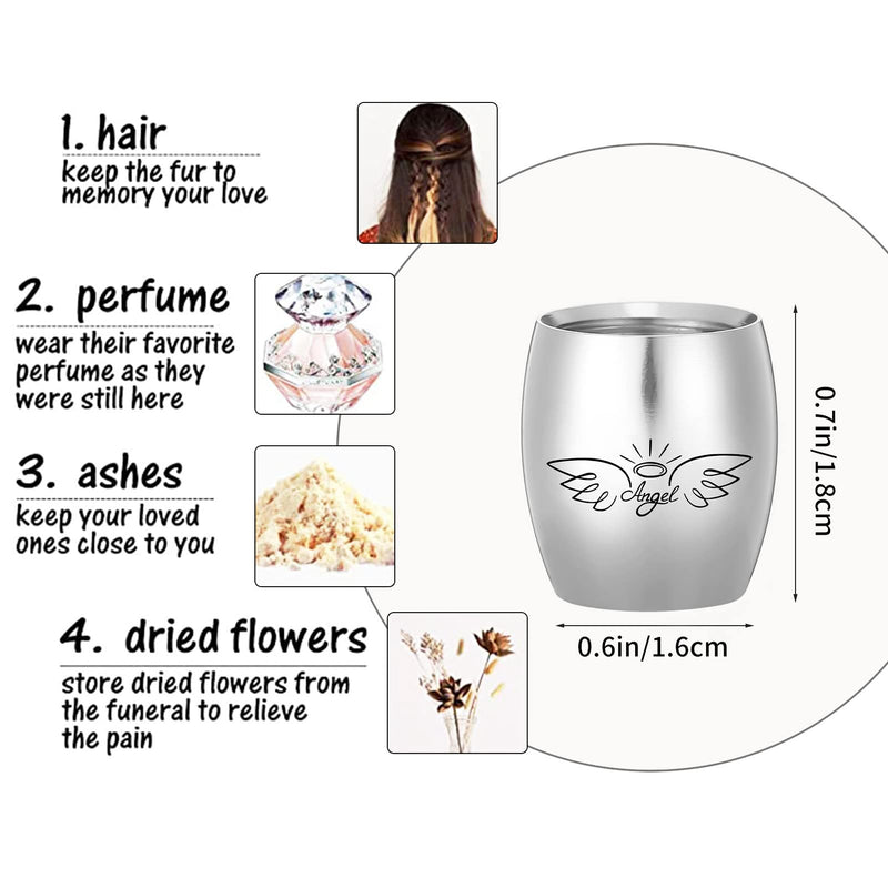 Bestomrogh 1 Pcs Mini Cremation Urns Small Keepsake Urns Stainless Steel Memorial Ashes Holder Cremation Jewelry for Human Pet 25 * 16mm Style 1 - PawsPlanet Australia