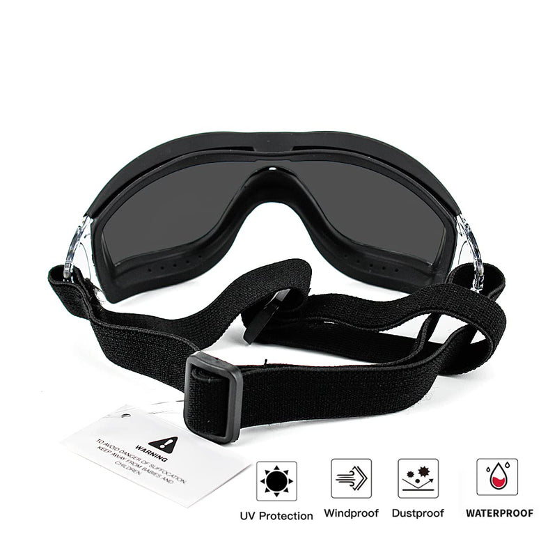 Tankyomilex Adjustable Dog Goggles Dog Sunglasses UV-Proof Waterproof Windproof Snowproof Dust Protection Glasses with Flexible Straps for Medium to Large Dog，Black & Adjustable Head Strap 11-19 in Black - PawsPlanet Australia