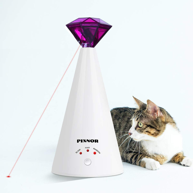 [Australia] - PIXNOR Cat Toy Pet Laser Pointer for Cats Automatic Rotating Catch Training, Adjustable 3 Speeds, Automatic Rest Period, Pretty Diamond Shape, Battery Powered 