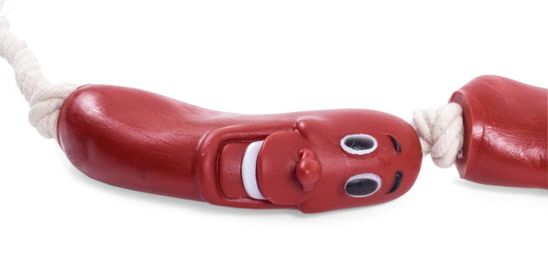 Petface Sausage On A Rope Dog Toy, Red - PawsPlanet Australia