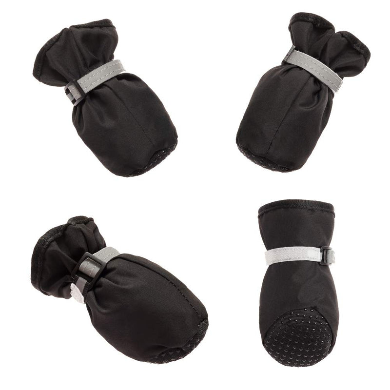 BINGPET Dog Shoes Waterproof Dog Boots, Paw Protectors with Reflective and Adjustable Straps, Anti-Slip for Indoor & Outdoor Wear S Black - PawsPlanet Australia