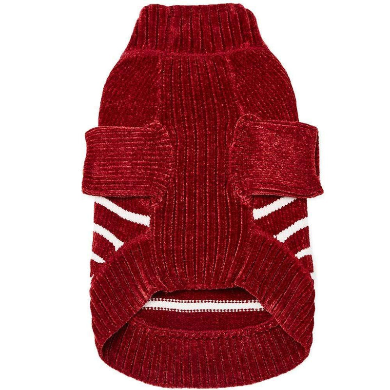 Blueberry Pet 6 Colors Cozy Soft Chenille Classy Striped Dog Sweaters Back Length 10" Burgundy Red - PawsPlanet Australia