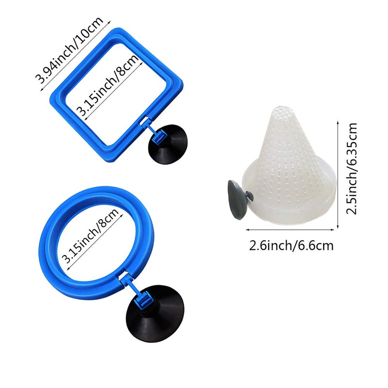 8Pcs Floating Fish Feeding Ring and Worm Feeding Cup with Suction Cup,Fixed-Point Feeding,Square and Round Shape Fish Ring Feeder,Easy to Install Aquarium - PawsPlanet Australia