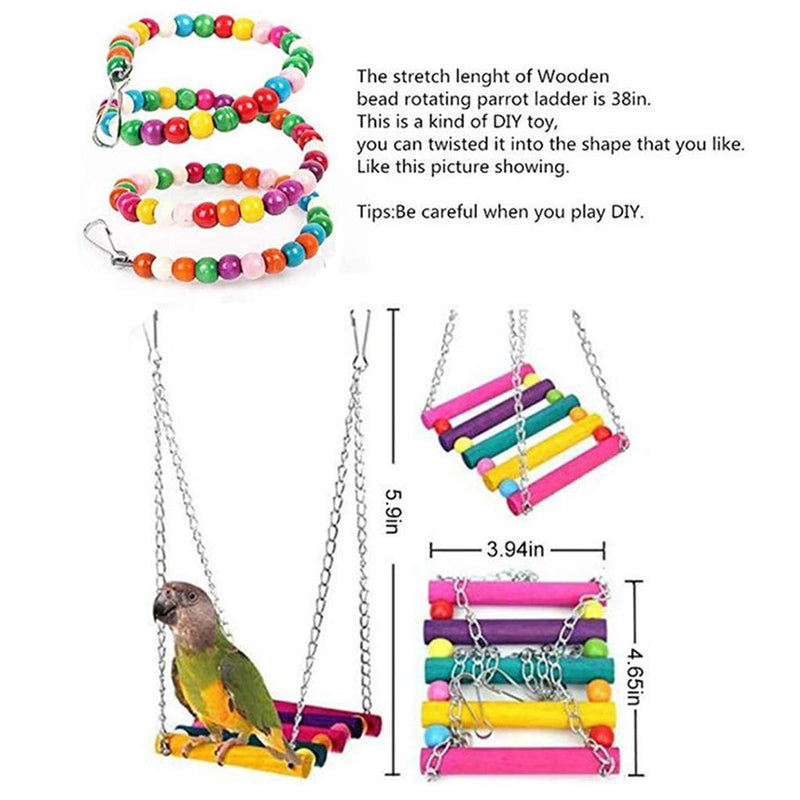 Small Bird Swing Toys, Bird Parrot Swing Chewing Toys - Hanging Bell Birds Cage Toys 8 Pcs - PawsPlanet Australia