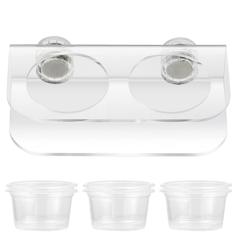 POPETPOP Reptile Feeder with 10Pcs Plastic Bowls- Reptile Food Bowl Water Dish Transparent Feeding Basin for Gecko Lizard Snakes - PawsPlanet Australia