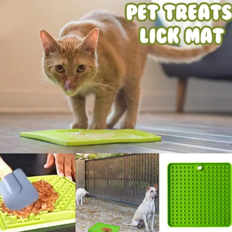 Nesloonp 2 Pieces Dog Lick Pad Mat, slow feeder dog mat, Dog Treat Distraction Mat for Licking Gravy/Yoghurts/Peanut Butter/Pet Bathing, Blue and Green - PawsPlanet Australia
