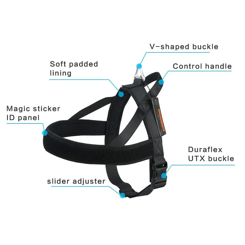 EXCELLENT ELITE SPANKER Tactical Dog Harness Vest Adjustable Nylon Pet Dog Harness for Small Medium Large Dogs (Black-XS) XS Black - PawsPlanet Australia