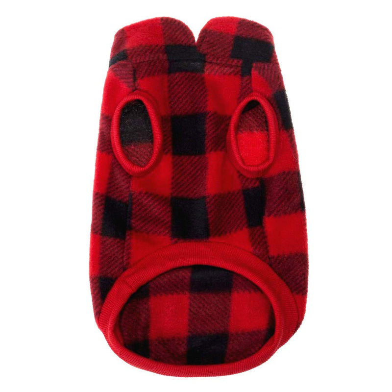 [Australia] - KOOLTAIL Plaid Dog Fleece Vest Clothes with Pocket Pet Winter Jacket for Cold Days Red S 