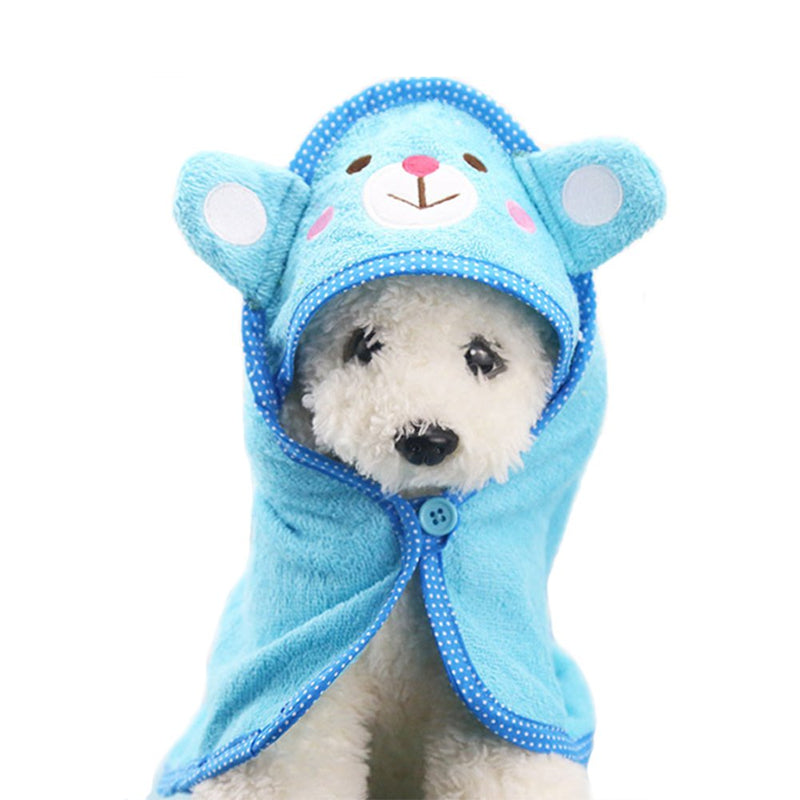 [Australia] - WORDERFUL Dog Towel Pets Drying Bath Towels with Hoodies Dog Cat Warm Blanket for Small and Medium Dogs and Cats … L Blue 