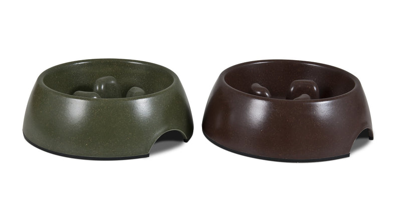 [Australia] - Petmate 23356 Eco Slow Pet Feeding Bowl, Large, Earth Brown/Forrest Green(Assorted) 