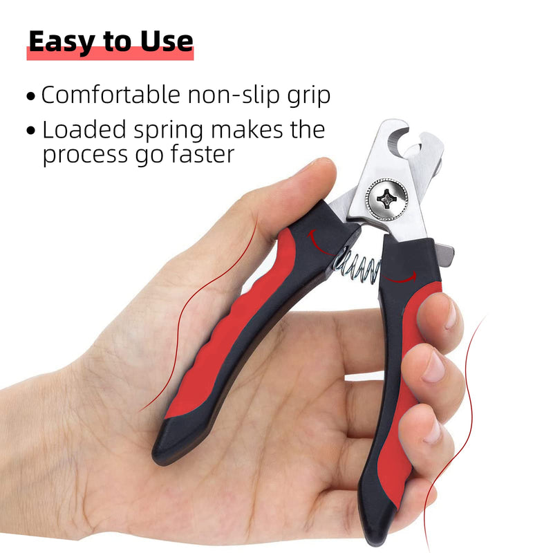 Nepfaivy Claw Scissors Claw Cutter for Dogs and Cats - Professional Claw Clippers Stainless Steel with Nail File, High Quality Claw Care Cutter with Spacer for Pets (Red, L) Red - PawsPlanet Australia