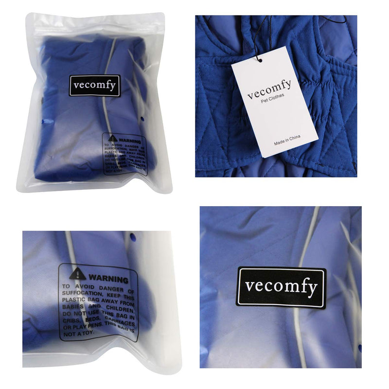 Vecomfy Reversible Dog Coats for Small Dogs Waterproof Warm Puppy Jacket for Cold Winter,Blue XS X-Small Blue - PawsPlanet Australia
