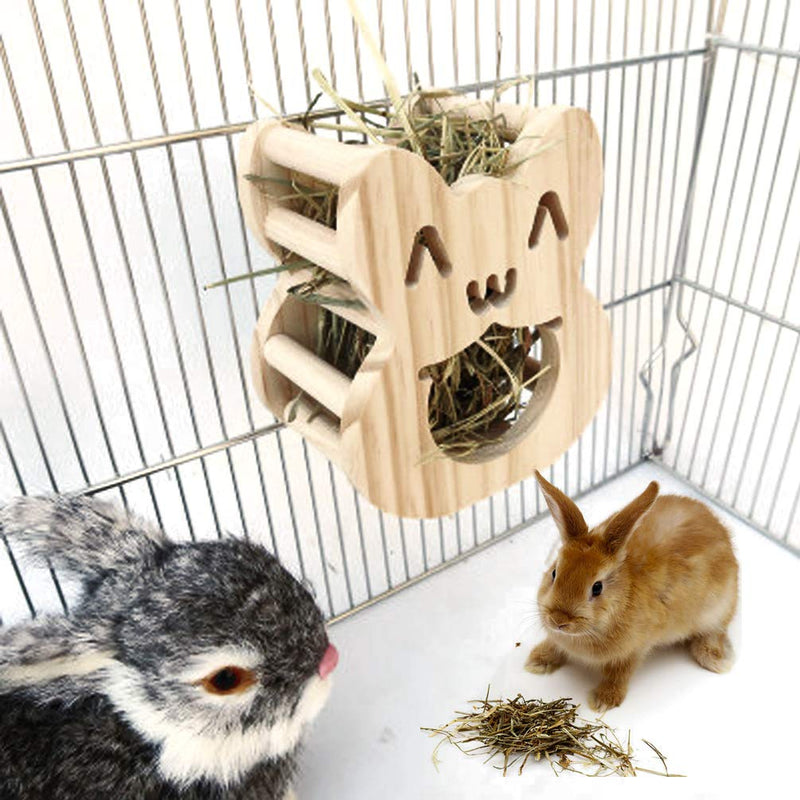 Rabbit Feeder Bunny Guinea Pig Hay Feeder, Hay Guinea Pig Hay Feeder, Chinchilla Plastic Food Bowl (Wood) Wood - PawsPlanet Australia