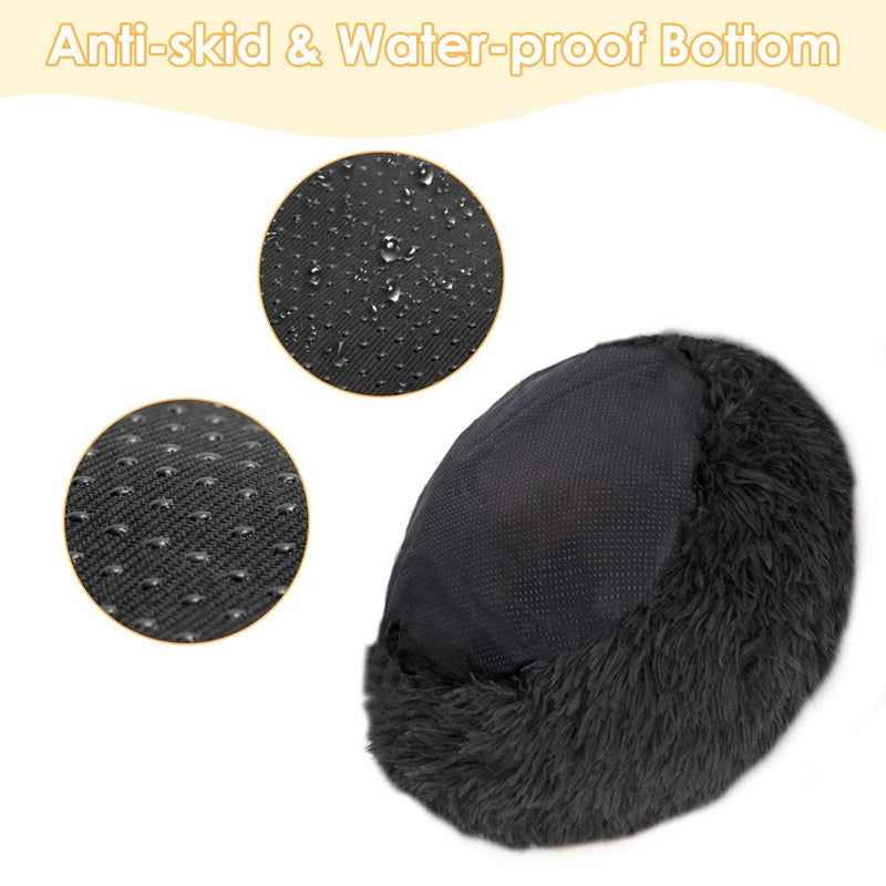 [Australia] - AUTOWT Dog Bed, Donut Dog Bed Cat Beds Cuddler Nest Soft Plush Cat Cushion with Cozy Sponge Non-Slip Bottom for Small Pets Snooze Sleeping, Machine Washable S - 23.6'' (Outer Diameter) Deep Grey 