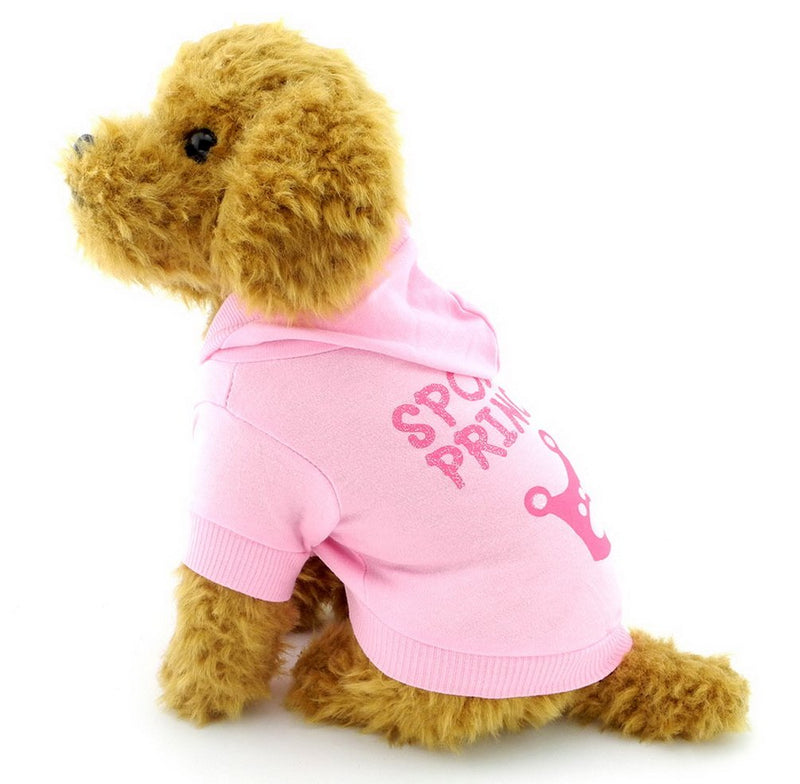 SMALLLEE_LUCKY_STORE Small Dog Spoiled Hoodie Chihuahua Clothes for Girls Crown Puppy Tee T shirt for Cat Yorkshire Toy Poodle Pink XS - PawsPlanet Australia