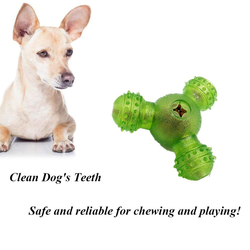 Pet Chew Toys, Dog Toy, Dog Tooth Cleaning Toy, Dog Treat Toy Ball, Dog Toothbrush, 3 Holes TPR Dog Chew Toy for Feeding and Teeth Cleaning, Dog Training Games, Interactive Dog (Green) - PawsPlanet Australia