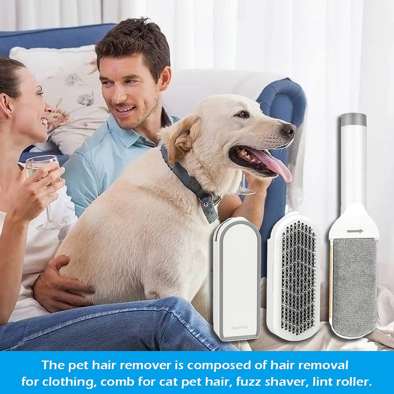 4 in 1 Pet Hair Remover, Reusable Double-Sided Dog and Cat Hair Brush, Pet Hair Lint Roller, Travel Lint Brush Removes for Clothing, Used for Bedding, Sofa, Carpet, Clothes 4in1 Brush - PawsPlanet Australia