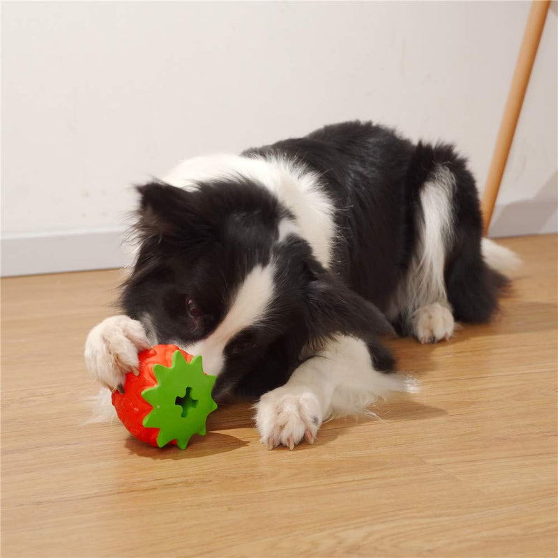 PUPWONG Indestructible Dog Toys Tough Dog Toys For Aggressive Chewers Dental Teeth Cleaning Chew Toy for Medium Breed (Strawberry) Strawberry - PawsPlanet Australia